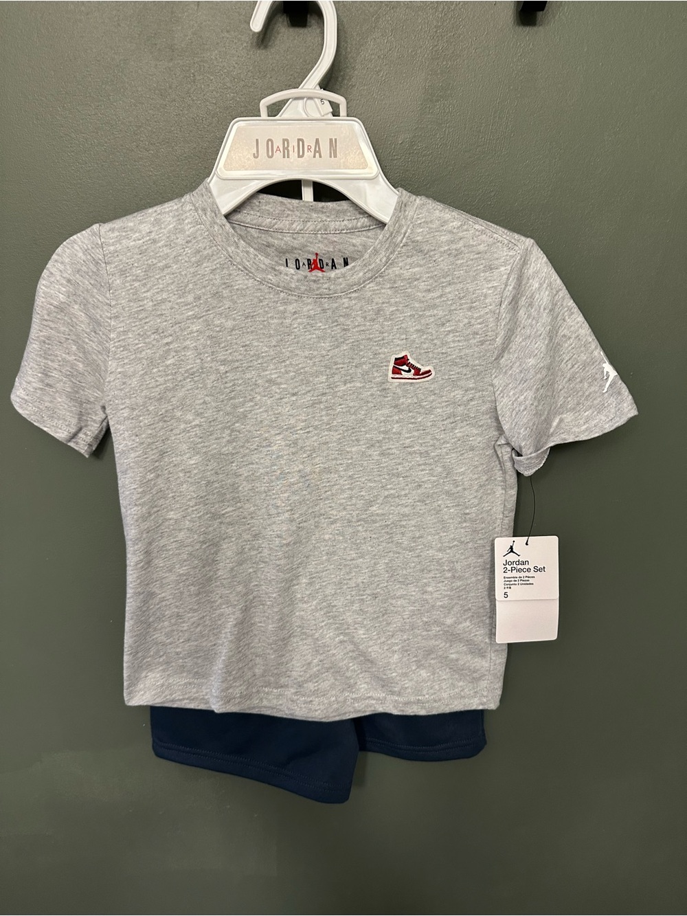 Jordan Grey Short-Sleeve Tee and Navy Shorts